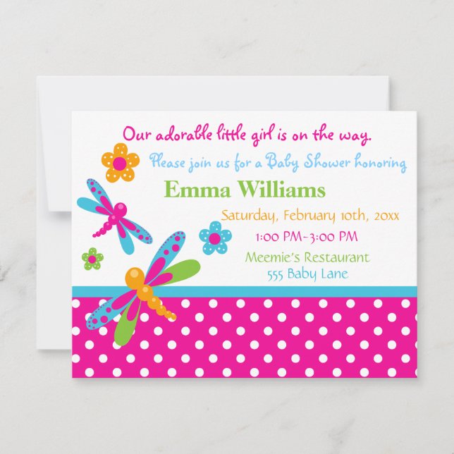 Dragonflies Baby Shower Invitation (Front)