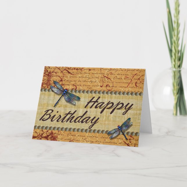 Dragonflies Birthday Card (Front)