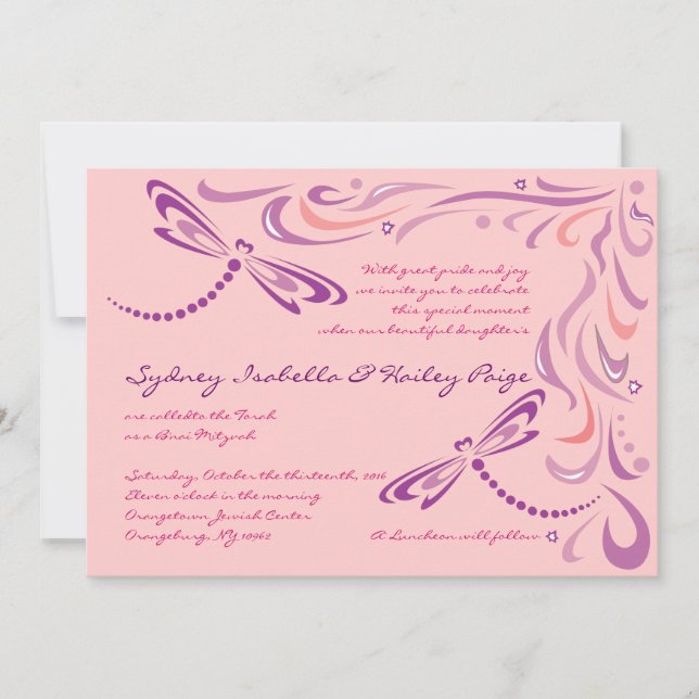 DRAGONFLIES B'nai Mitzvah Invitation (Devant)