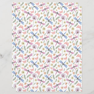 Dragonflies & Butterflies Scrapbook Paper