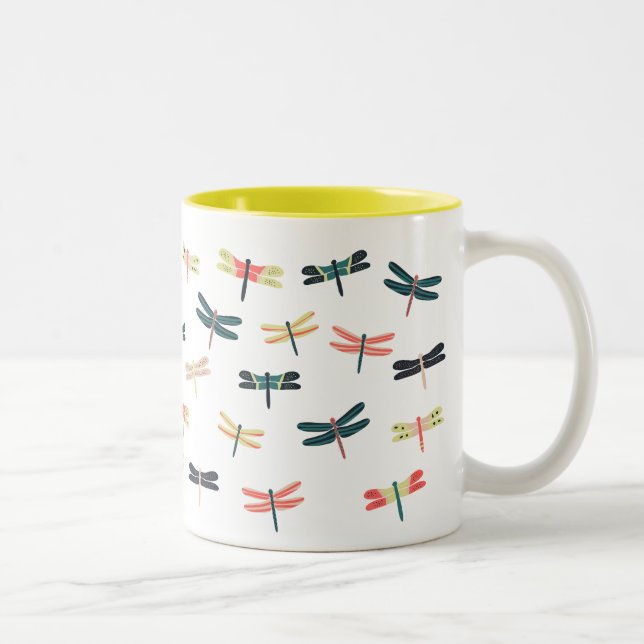 Dragonflies by Origami Prints Two-Tone Coffee Mug (Right)