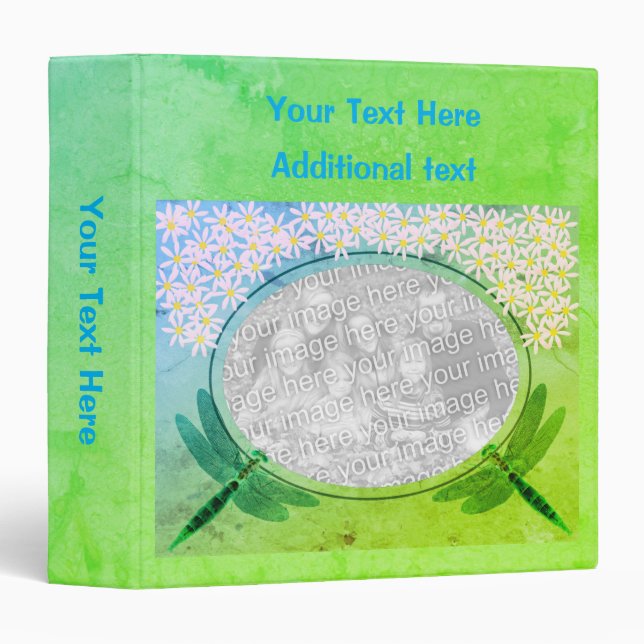 Dragonflies Daisies Photo Frame Personalized Binder (Front/Spine)