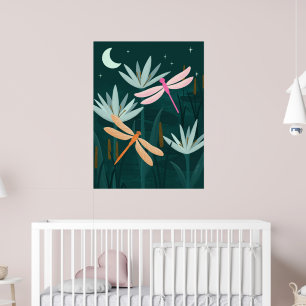 Dragonflies de l'étang de minuit - Affiche d'art m