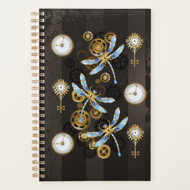 Dragonflies de Steampunk sur arrière - plan rayé b (Devant)