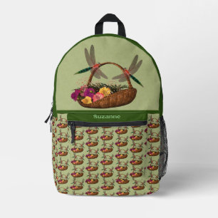 Dragonflies Flower Basket Personalized Printed Backpack