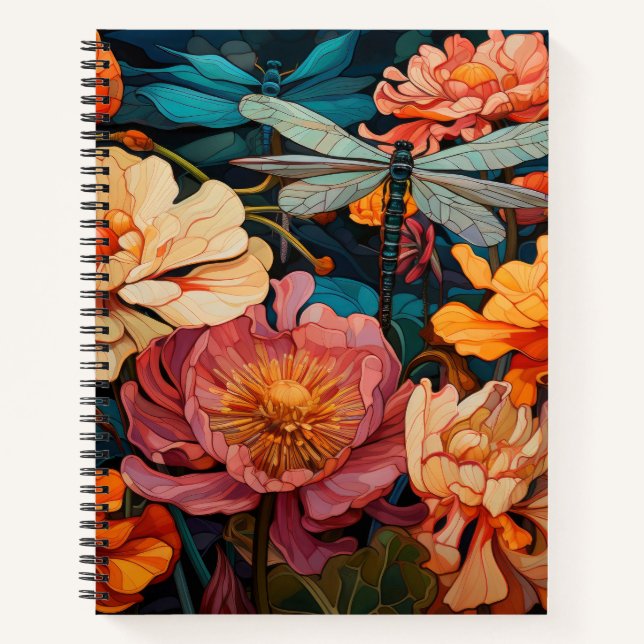 Dragonflies Flower  Notebook (Front)