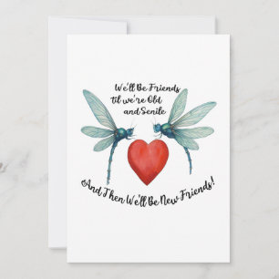 Dragonflies friendship quote funny BFF old senile Holiday Card