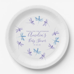 Dragonflies Hand Painted Baby Shower Paper Plate