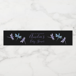 Dragonflies Hand Painted Baby Shower Water Bottle Label