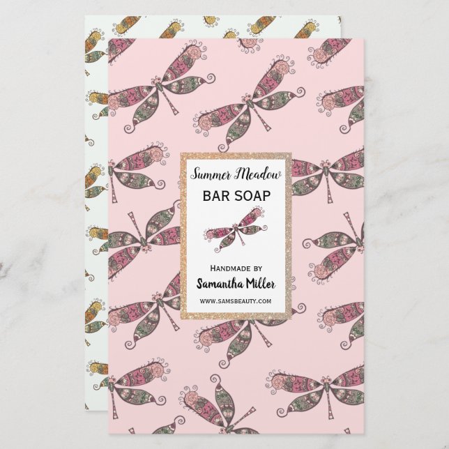 Dragonflies Handmade Soap Product Recycled Paper (Front/Back)