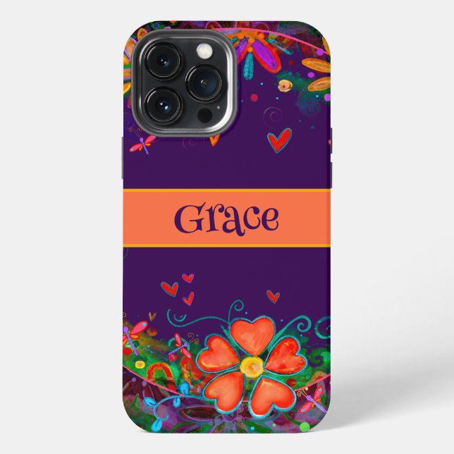 Dragonflies Hearts Whimsical Cute Customized iPhone Case (Back)