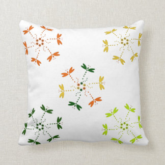 Dragonflies in colours and circles throw pillow