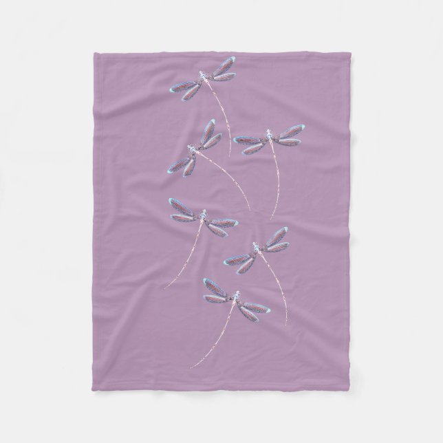 Dragonflies in flight fleece blanket (Front)