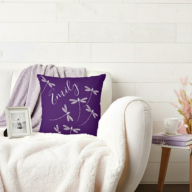 Dragonflies in flight personalized throw pillow (Creator Uploaded)