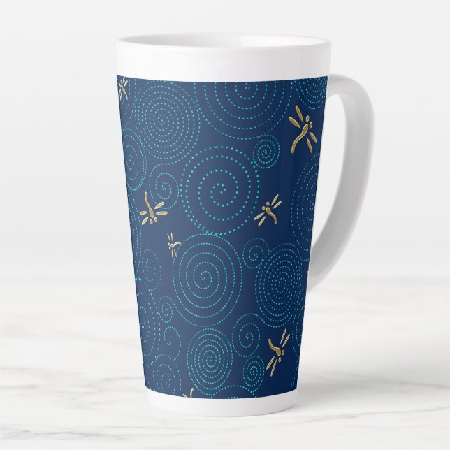 dragonflies in the rain latte mug (Right Angle)