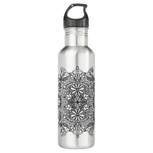 Dragonflies Mandala Black Tribal 710 Ml Water Bottle