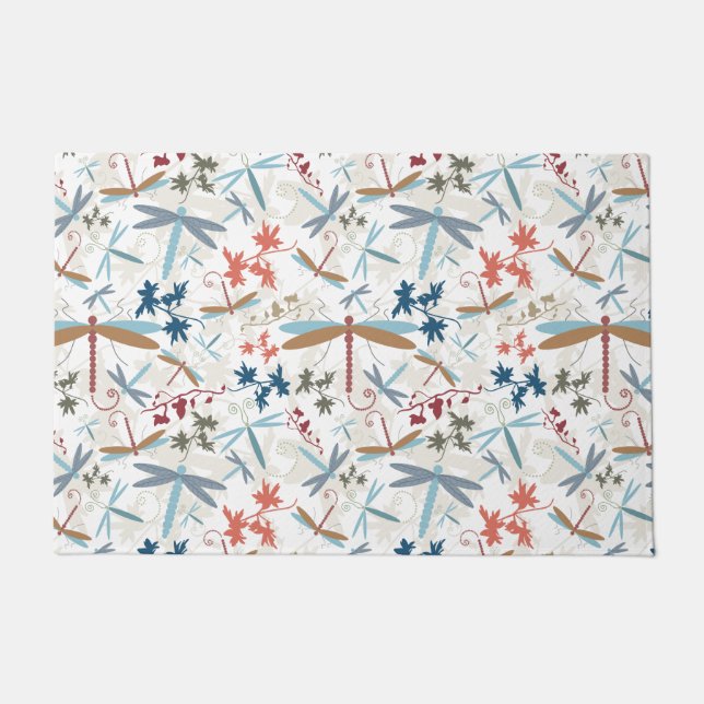 Dragonflies Multi Coloured Pattern Doormat (Front)
