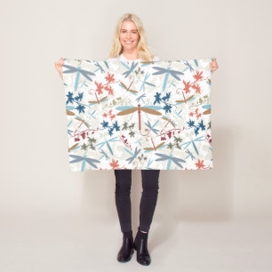 Dragonflies Multi Coloured Pattern Fleece Blanket
