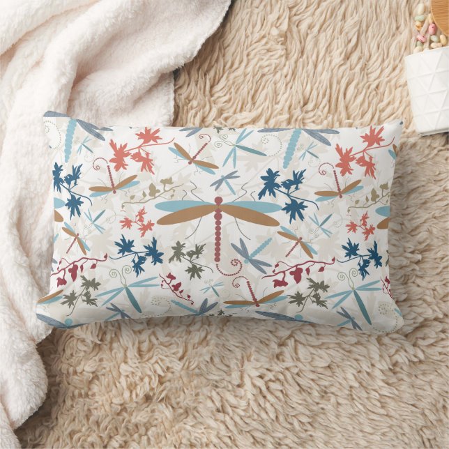 Dragonflies Multi Coloured Pattern Lumbar Pillow (Blanket)