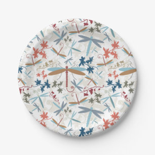 Dragonflies Multi Coloured Pattern Paper Plate