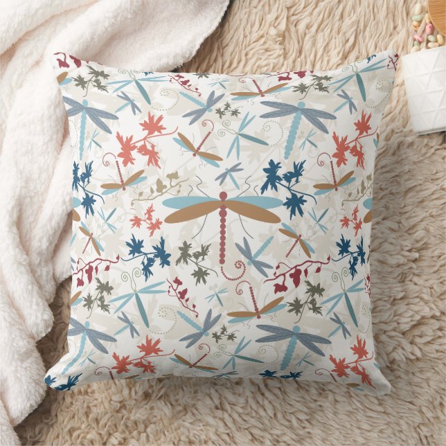 Dragonflies Multi Coloured Pattern Throw Pillow (Blanket)