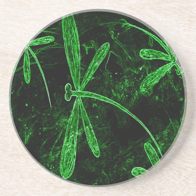 Dragonflies Neon Green Coaster (Front)