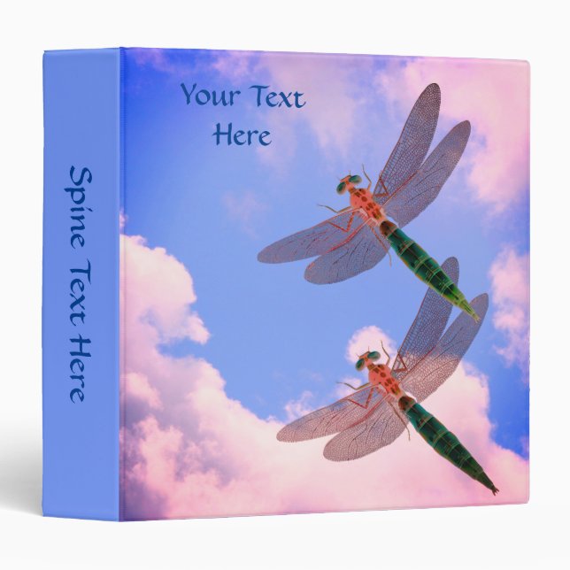 Dragonflies On Blue Sky Nature Personalized Binder (Front/Spine)