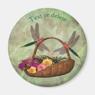 Dragonflies On Flower Basket Personalized Magnet