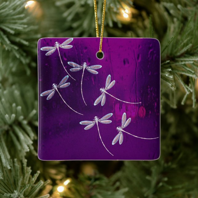 Dragonflies on water ceramic ornament (Tree)