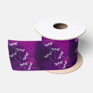 Dragonflies on water satin ribbon
