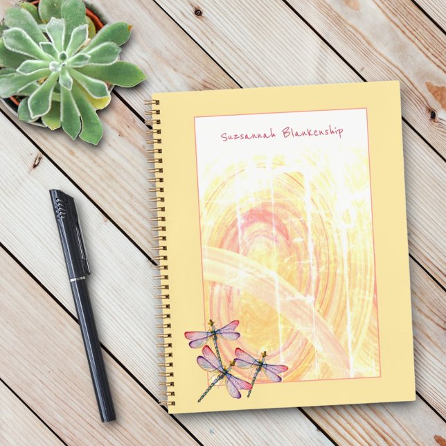 Dragonflies Over Pastel Colour Abstract Custom Notebook (Back to school gift idea.)