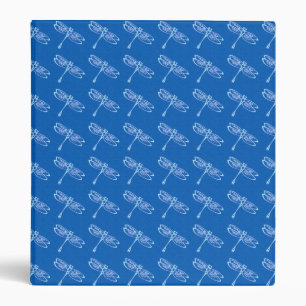 Dragonflies, pale blue on denim blue binder