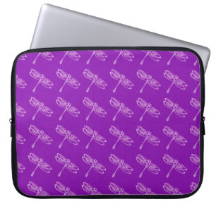Dragonflies, pale orchid on deep purple laptop sleeve