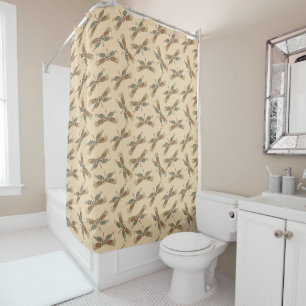 Dragonflies Pattern On Cream Yellow