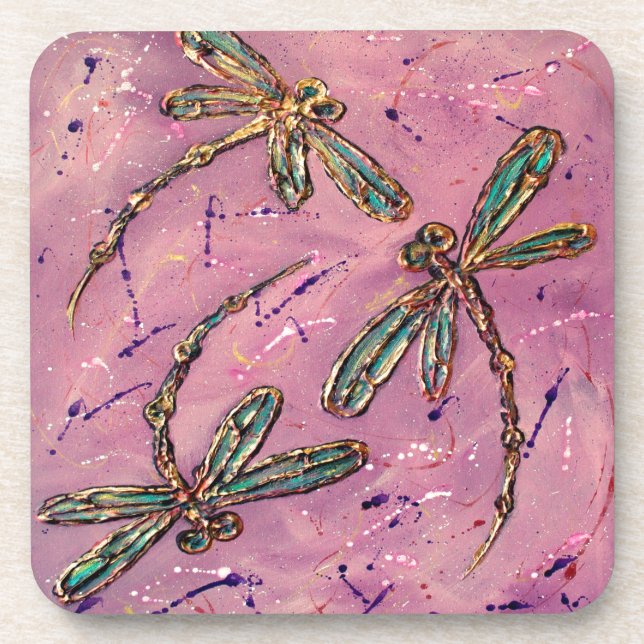 Dragonflies Pink Fizz Coaster (Front)