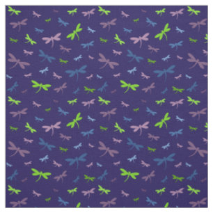 Dragonflies Print - Blue, Green, and Purple Fabric
