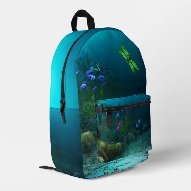 Dragonflies Printed Backpack (Back Corner Left)