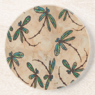 Dragonflies Rustic Cream Coaster