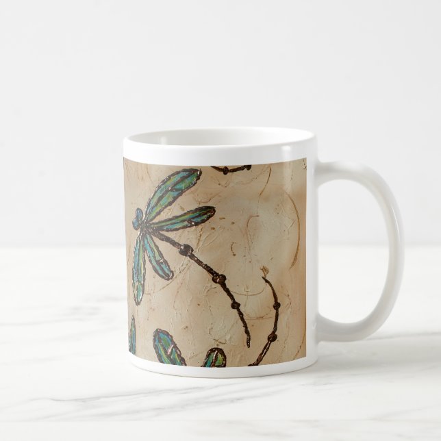 Dragonflies Rustic Cream Coffee Mug (Right)