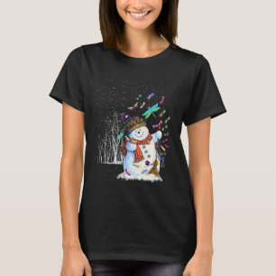 Dragonflies Snowman Scarf Christmas Tree Forest Wi T-Shirt