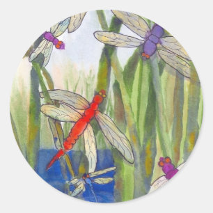 Dragonflies Summer Classic Round Sticker