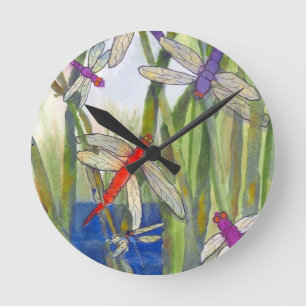 Dragonflies Summer Round Clock