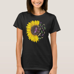 Dragonflies Sunflower Flower Floral Insect  Family T-Shirt