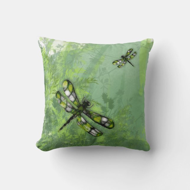 Dragonflies vertes Coussin américain MoJo (Recto)