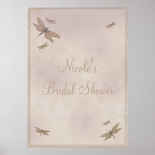 Dragonflies Vintage Dragonfly Party Banner Poster (Front)