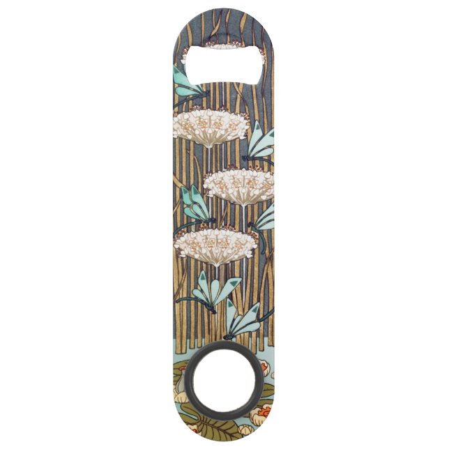 Dragonflies Water Lilies Marsh Art Nouveau Bar Key (Front)