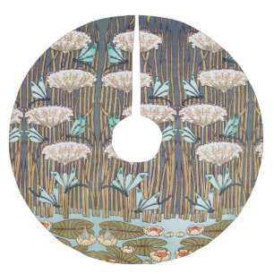 Dragonflies Water Lilies Marsh Art Nouveau Brushed Polyester Tree Skirt
