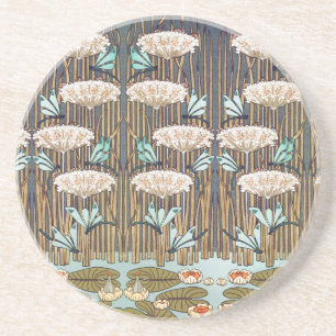 Dragonflies Water Lilies Marsh Art Nouveau Coaster
