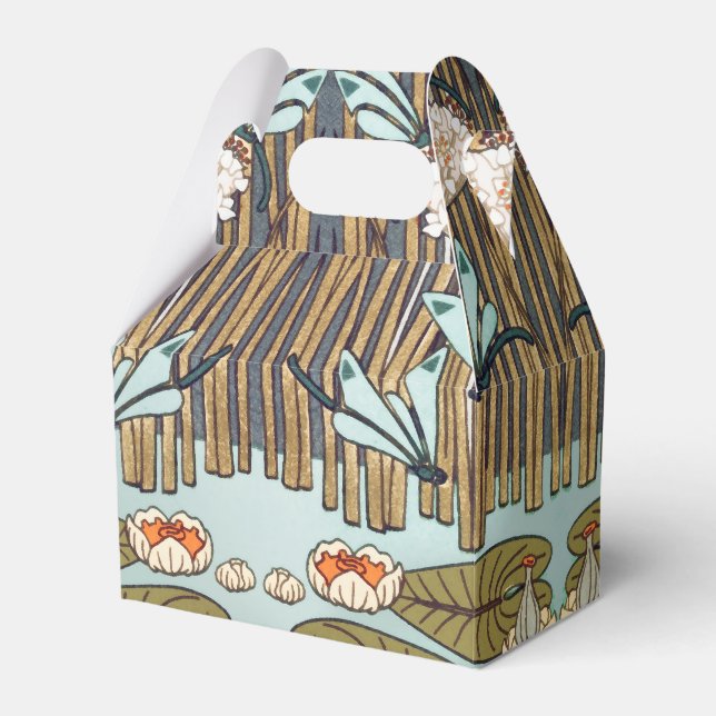 Dragonflies Water Lilies Marsh Art Nouveau Favor Box (Front Side)
