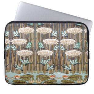 Dragonflies Water Lilies Marsh Art Nouveau Laptop Sleeve